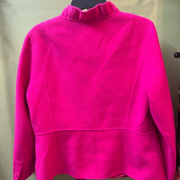 Talbots 14P Pink Wool Dbl faced Jacket Blazer with Ruffle Collar EUC - Picture 5 of 6